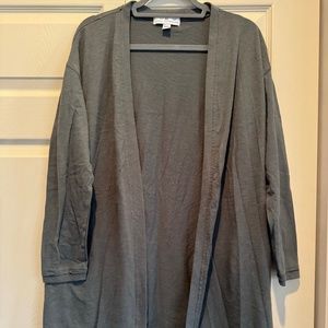 Light Hunter Green Long Cotton Open Cardigan